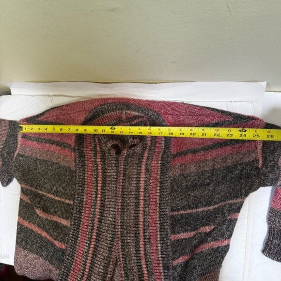 ESPRIT Open Front Stripe Cardigan Sweater Shawl Collar Pocket Cotton Soft Cozy M - Picture 14 of 16